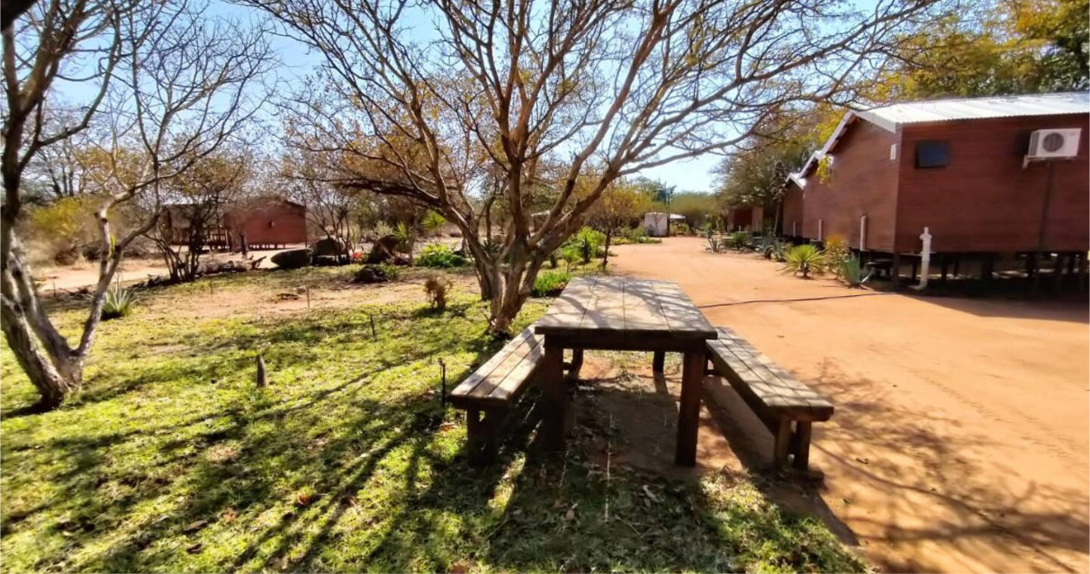 Outdoor seating and relaxation area at Maseri Cabins accommodation